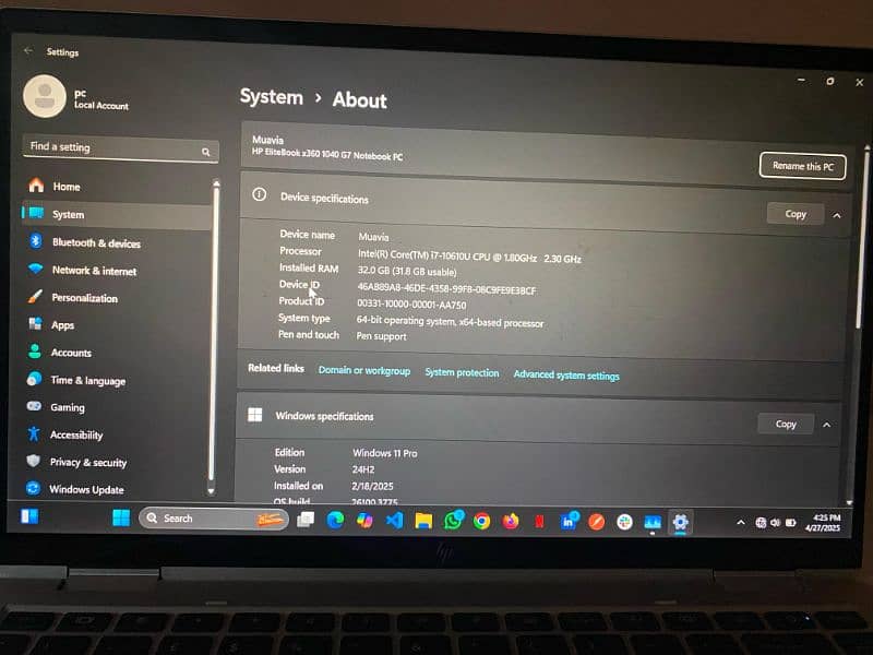 HP elitebook x360 1040 G7 touchscreen | i7 10th gen, 32/512 GB 5