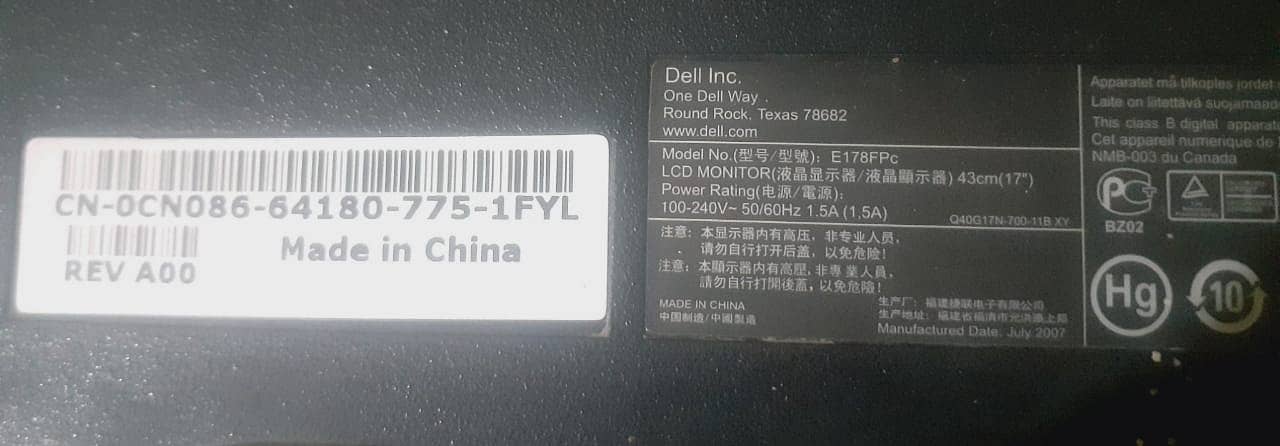 Dell Used Monitor 17Inch 2