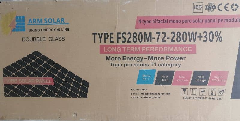 280Watt ARM Bifacial Solar Pannels Cell German 2 Piece 3