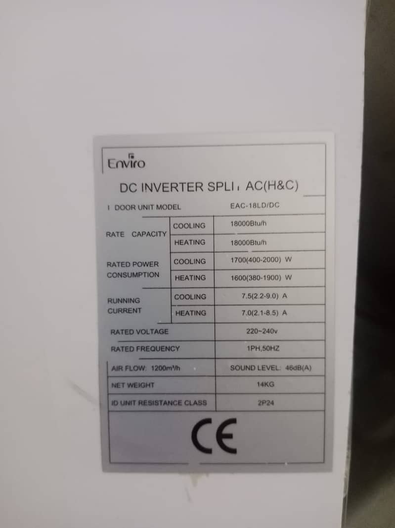 Enviro 1.5 ton dc inverter E804UC (0306=4462/443)superbbset 4