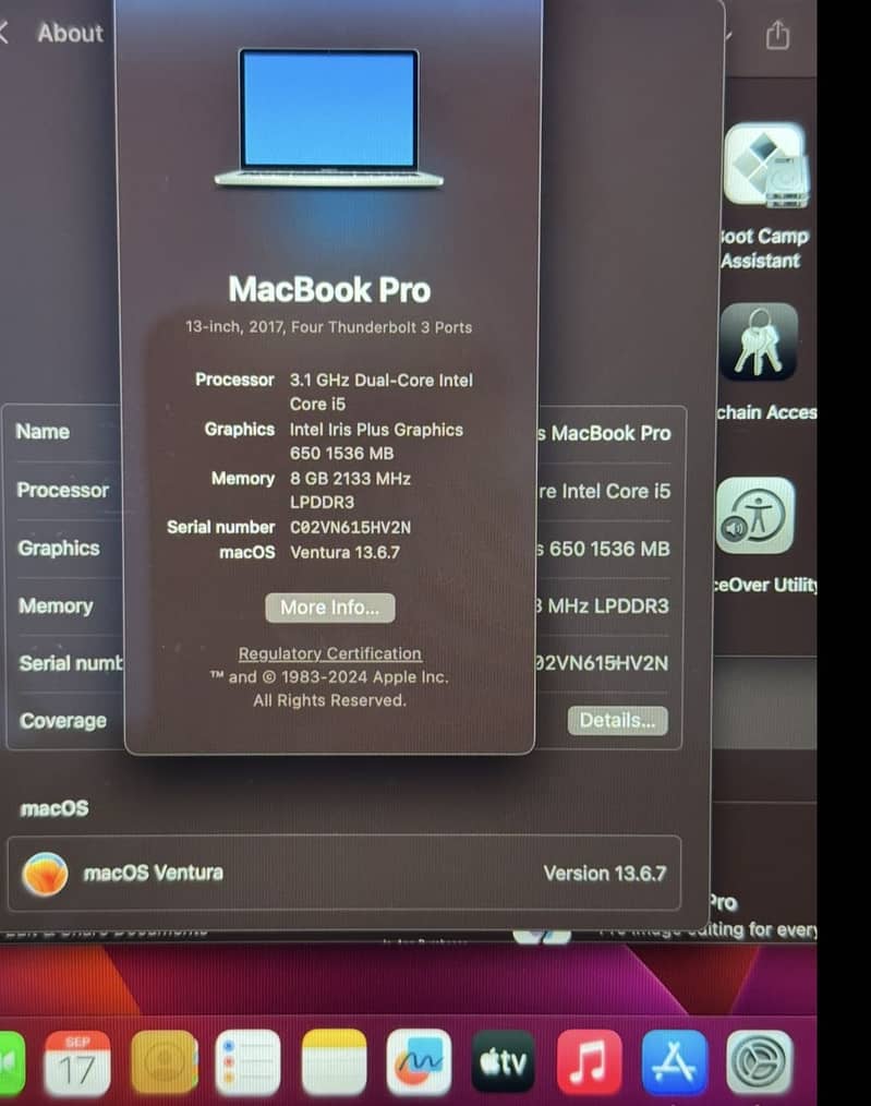 Apple Macbook pro core i5 13inches touchbar 2017 model 1