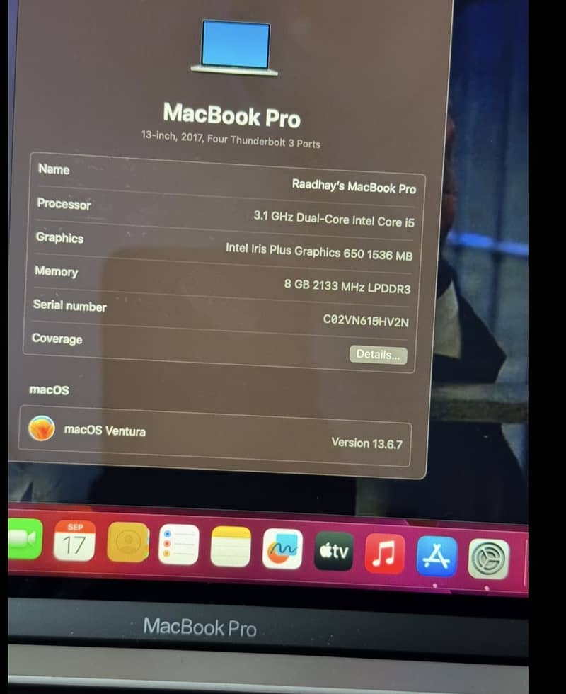 Apple Macbook pro core i5 13inches touchbar 2017 model 2