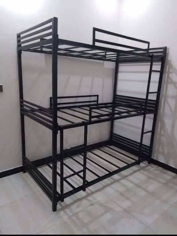 3 Story Iron Bunk Bed for Kids & adults with Mattress & Hard Board. 1