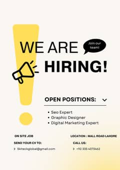 We're Hiring Digital Marketing Expert Seo Expert, Graphic designer LH