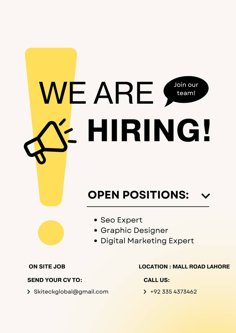 We're Hiring Graphic designer Digital Marketing Expert Seo Expert, LHr 0