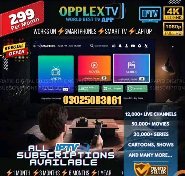 Bos IPTV | Opplex  | Starshare | B1g | 5G | mega4k IPTV 03025083061 0