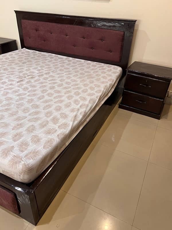 Solid wood king bed with side tables for sale 1
