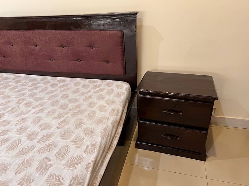 Solid wood king bed with side tables for sale 3