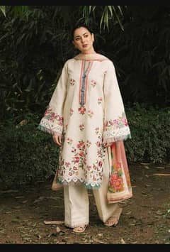 3 pcs women's unstitched Embroidered suit