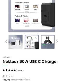 Nekteck usb c pd Original 60 watt charger with USB Certified Label