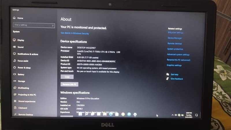 Dell ci7 7generation 5