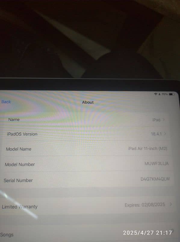 iPad Air 6 M2 | In warranty |Purple Colour , 11 Inches, 128GB with box 7