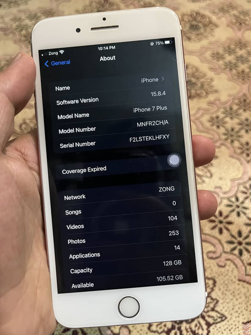 Iphone 7 plus PTA Approved 128gb 5