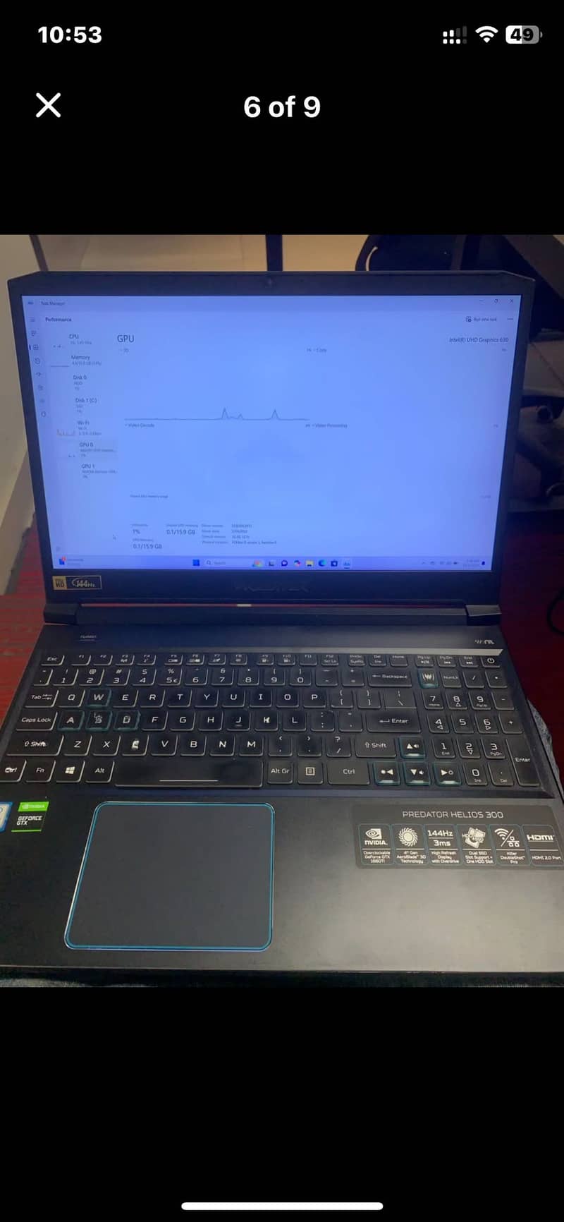 Acer Predator Helios 300 Intel Core i7 9 gen 4