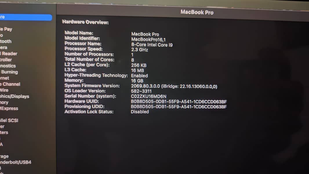 MacBook Pro 2019 | 16" | i9 8 core | 16GB | 1TB | 4GB GPU 9