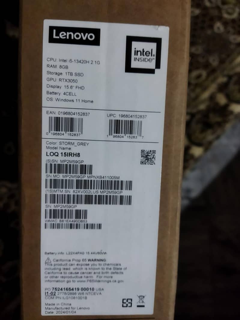 Lenovo LOQ I5HR 16GB, 1TB , 6GB GPU/VRAM 13th Gen , Under warranty 2