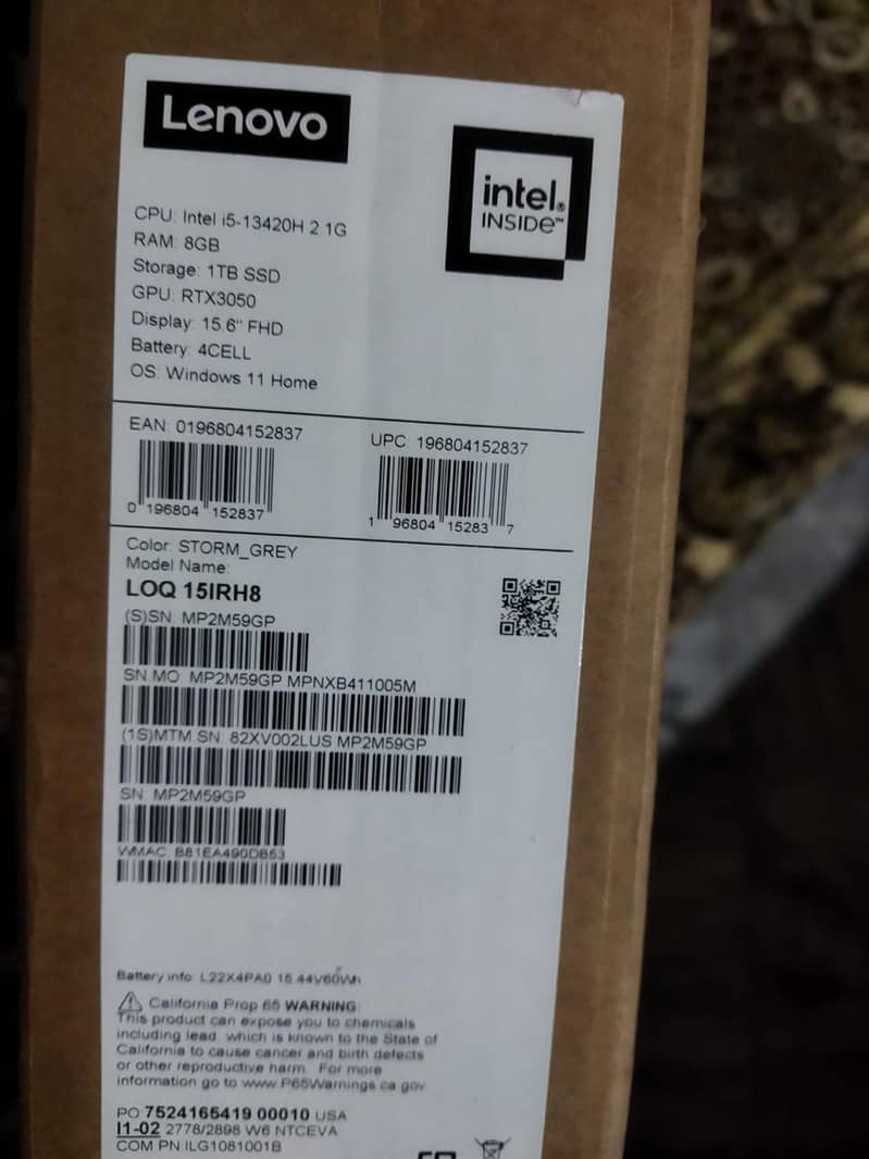 Lenovo LOQ I5HR 16GB, 1TB , 6GB GPU/VRAM 13th Gen , Under warranty 3