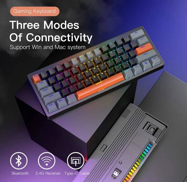 Gaming keyboard wireless rgb 61 keys best for gaming 1