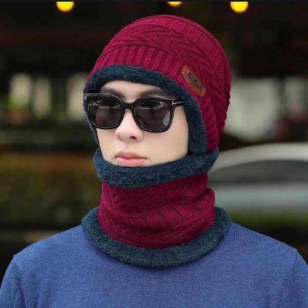 stylish winter scarf cap knitted 0