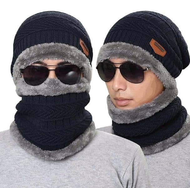 stylish winter scarf cap knitted 2