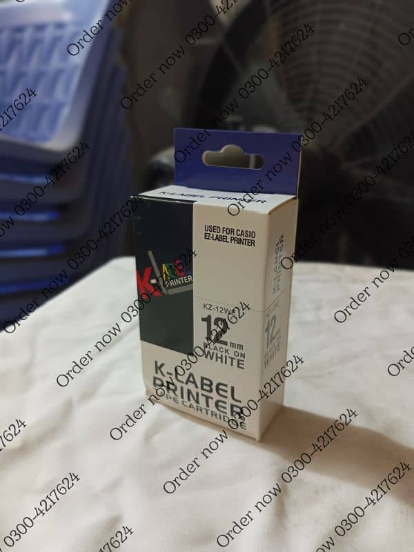 12mm printing cartridges Casio label photo copier  white on black 3