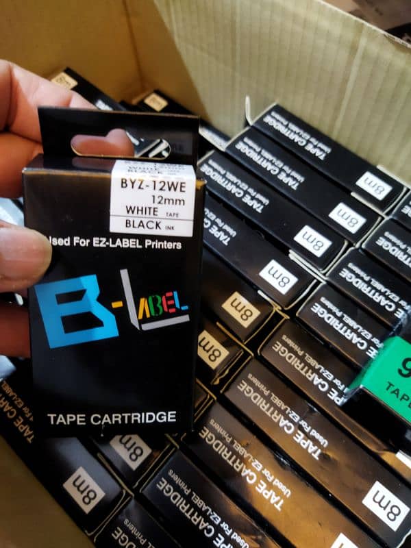 12mm printing cartridges Casio label photo copier  white on black 7