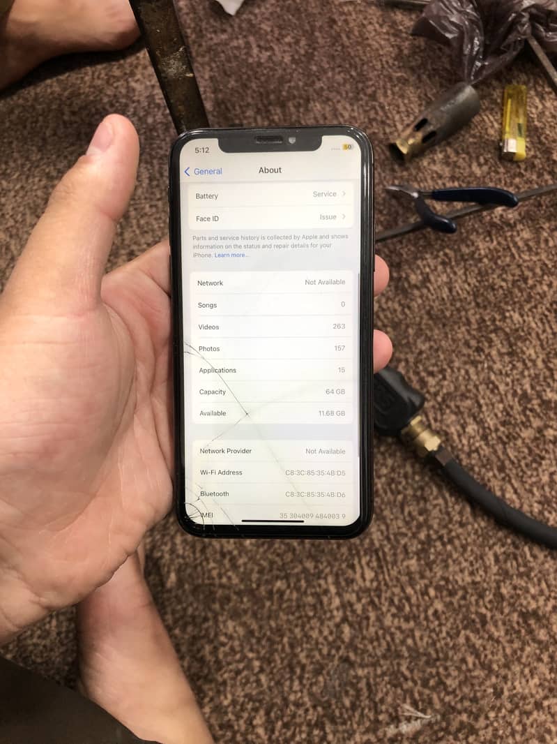 IPHONE x bypass unit crack ha 64 gb 68 battery health 1