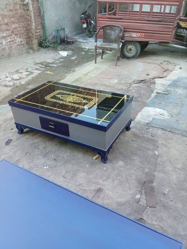 wooden table with Glass top 5
