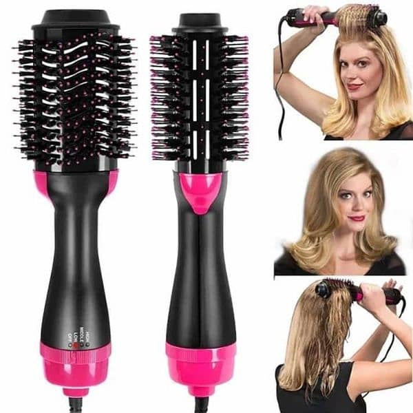 4-in-1 Hair Dryer Brush – Dryer, Comb, Curler & Straightener! 4