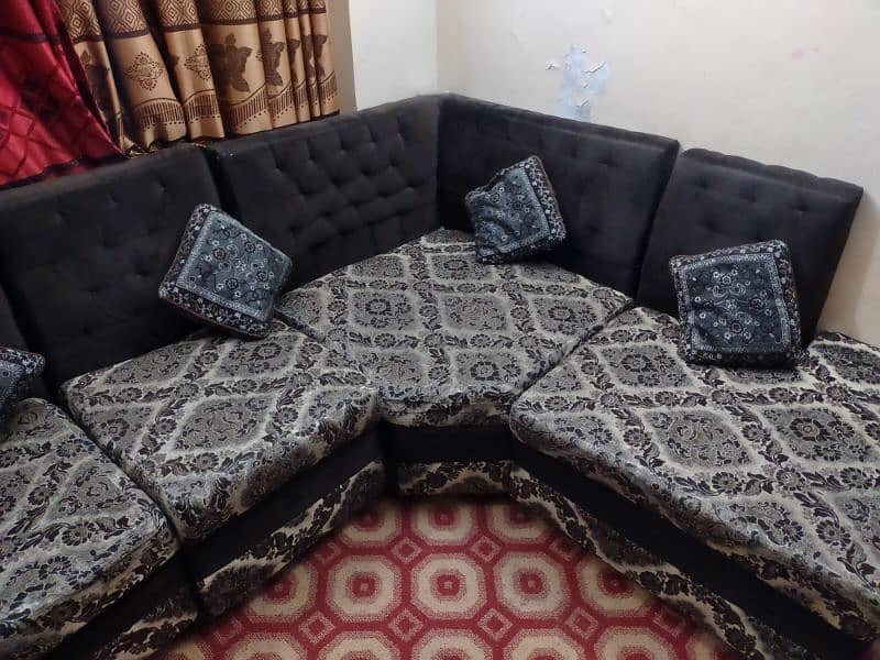 L shape sofa + deewan 2