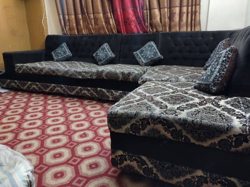 L shape sofa + deewan 4