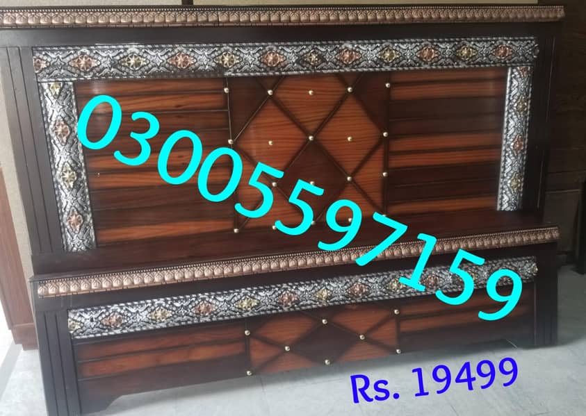 solid wood double bed, polish bed single without side table dressing 3