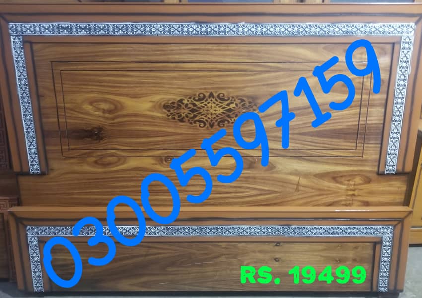 solid wood double bed, polish bed single without side table dressing 4