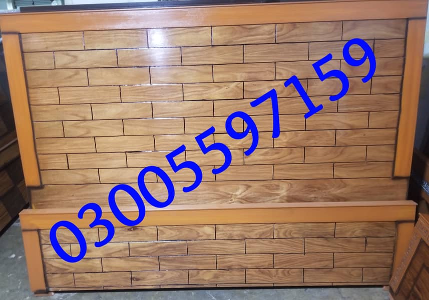 solid wood double bed, polish bed single without side table dressing 7