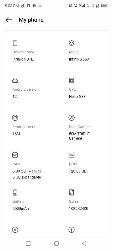 infinix not 12 g88 6/128 10by10 condition box+charger urgent for sale 3