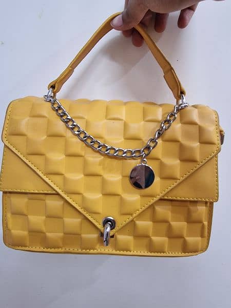 STUNNING YELLOW HANDBAG WITH A SHOULDER LONG HANDLE 0