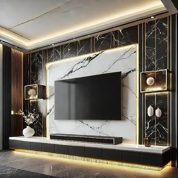 Media Wall Feature Wall. Molding Wall. Bedroom Wall. TV LED Wall Unit 9