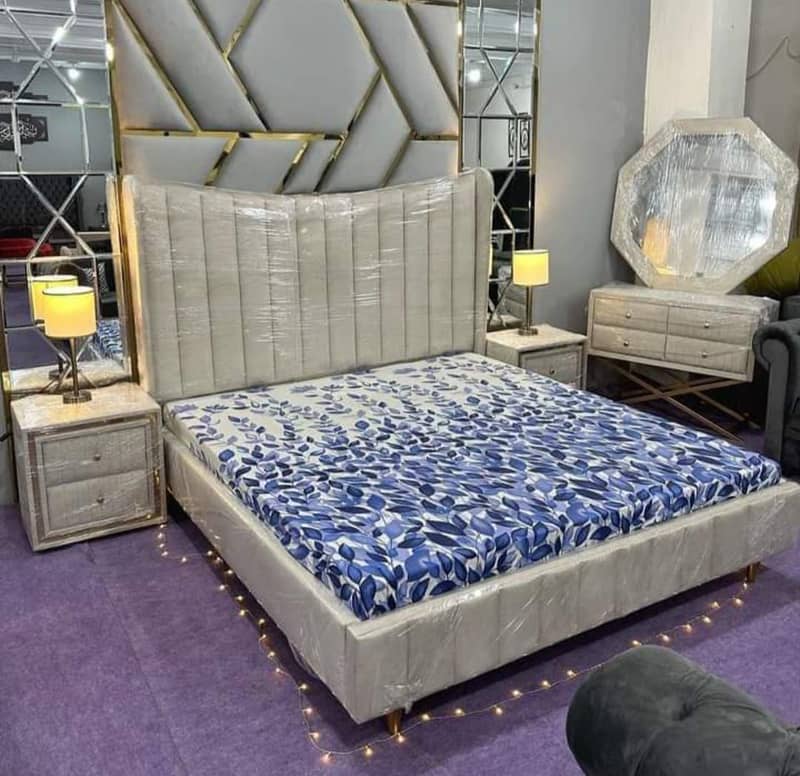 poshish bed /double bed / side poshish bed / king size bed / bed set 7