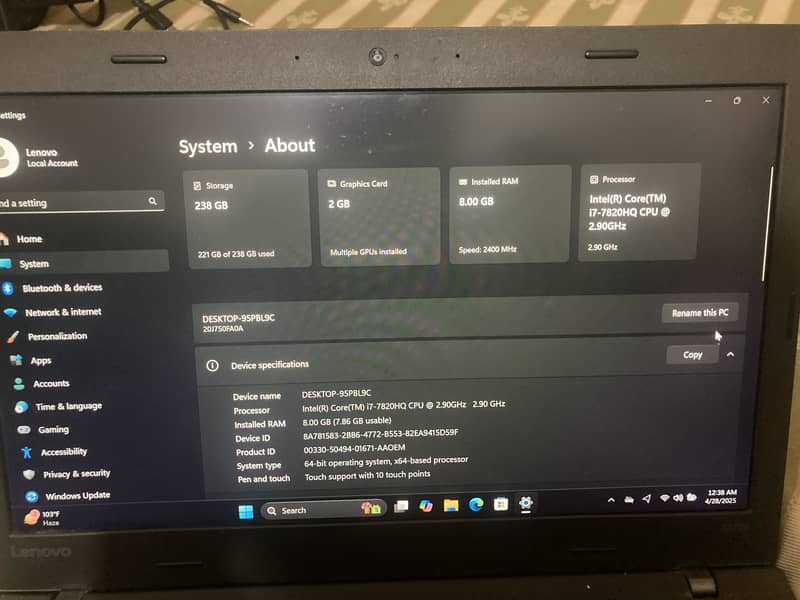 Core i7 7th generation with GeForce nvidia 940mx 2gb graphics card 8