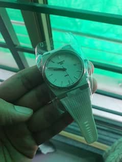 Tissot PRX 40MM White lume dial rubber band