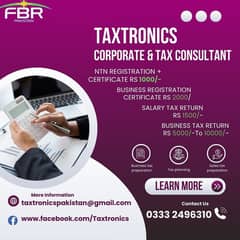 Sales Tax, Income Tax Return, Tax Consultant, FBR, Tax Filer, NTN,SEC