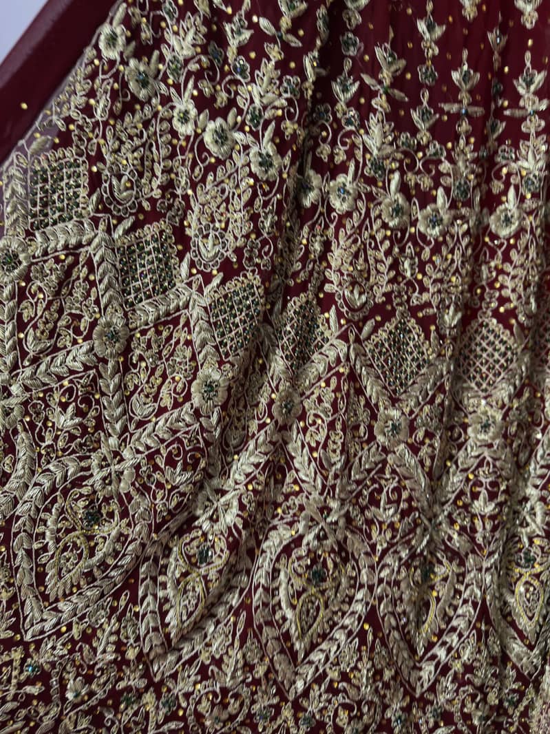 Bridal Mehroon Lehnga . Heavy Handwork - zari ,Gota , seQuins- pearls 3
