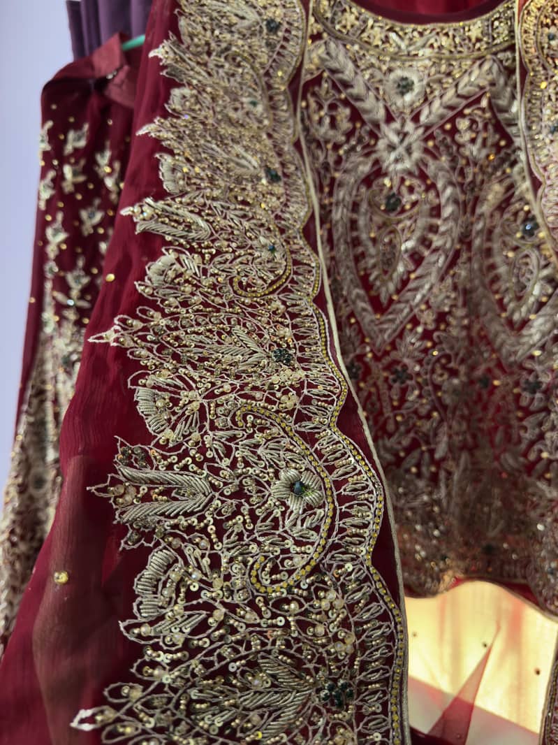 Bridal Mehroon Lehnga . Heavy Handwork - zari ,Gota , seQuins- pearls 4