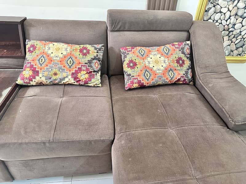 6 seater L shape Sofa Set | Stainless Steel Golden Guest Chairs 2