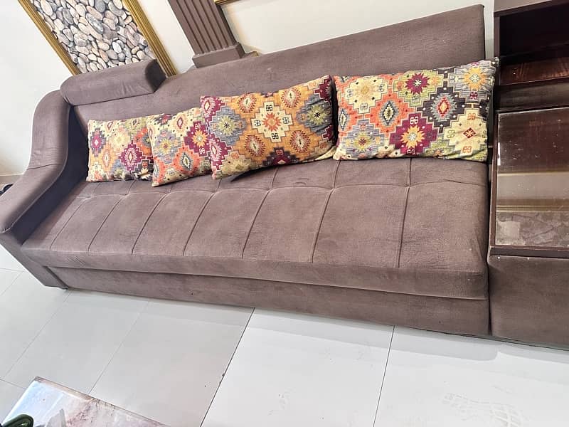 6 seater L shape Sofa Set | Stainless Steel Golden Guest Chairs 4