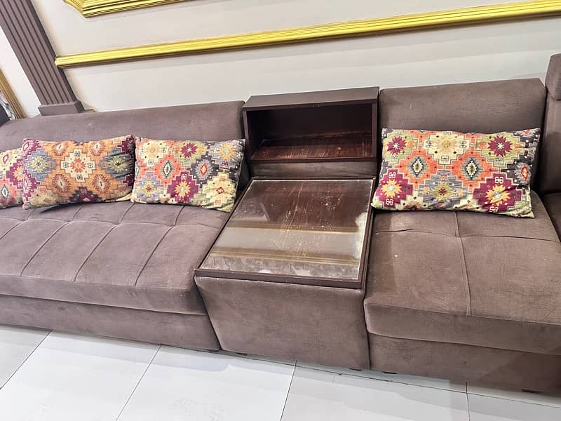 6 seater L shape Sofa Set | Stainless Steel Golden Guest Chairs 5