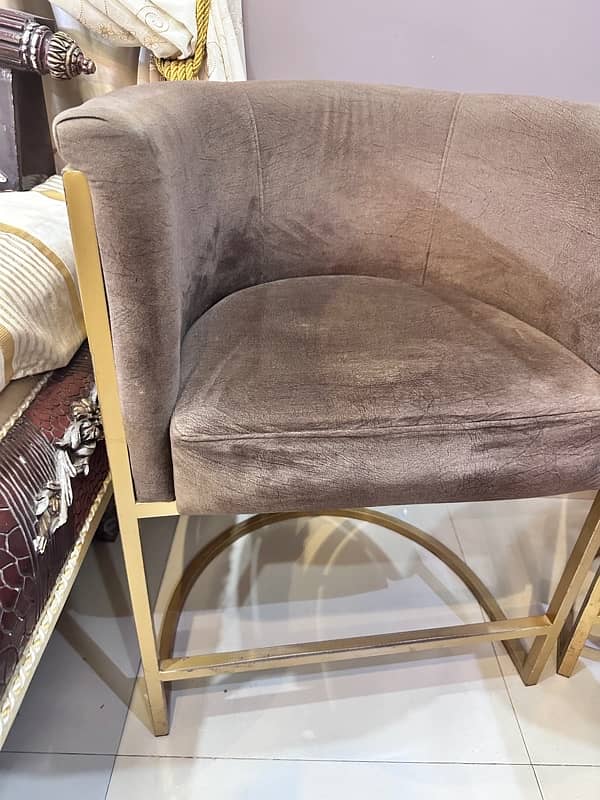6 seater L shape Sofa Set | Stainless Steel Golden Guest Chairs 6