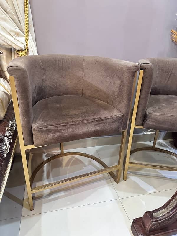 6 seater L shape Sofa Set | Stainless Steel Golden Guest Chairs 7