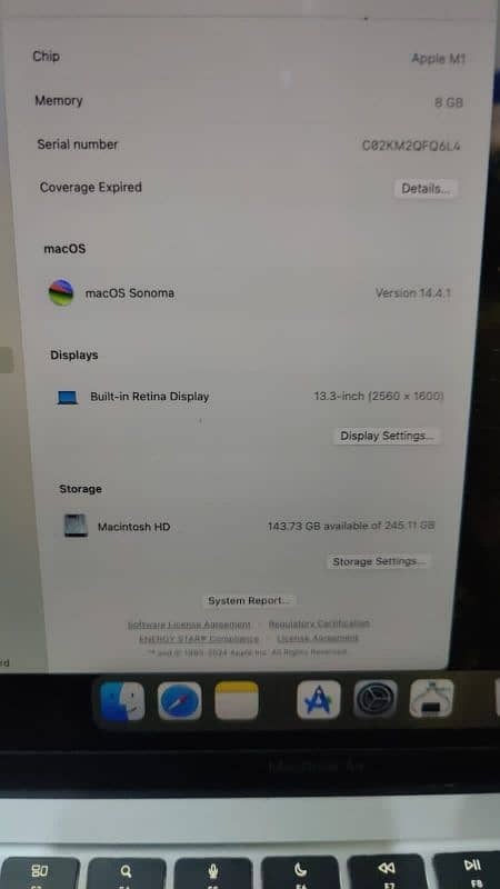 Apple Laptop Macbook Air M1 8GB Ram, 256GB SSD 2