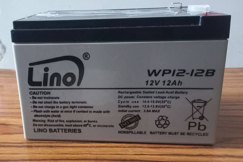 LINO 12V 12AH Rechargeable Lead Acid Battery (NEW) 0